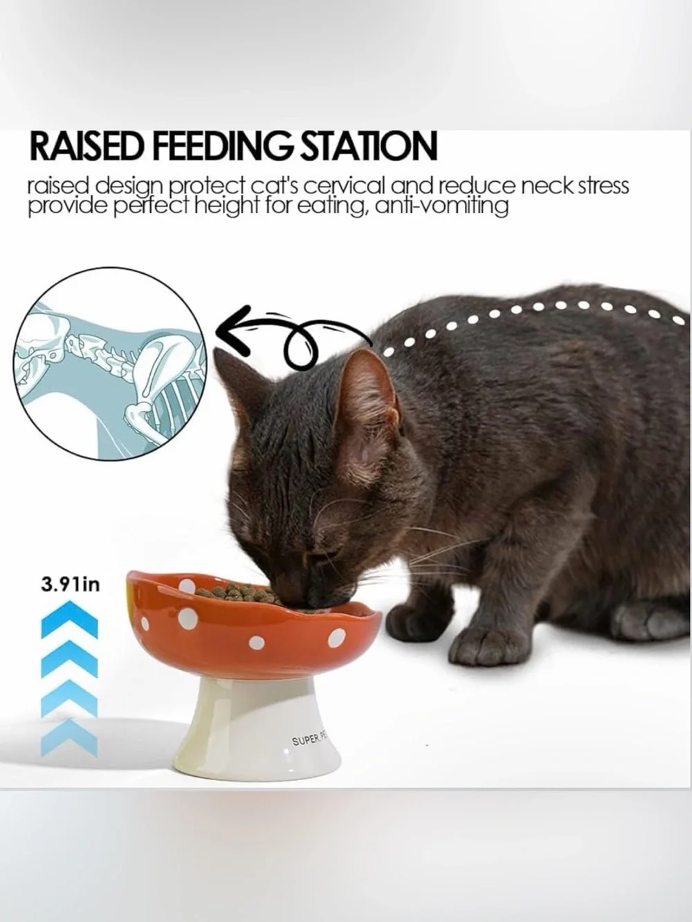 Trundisan 🍄 Ceramic Elevated Mushroom Pet Food Bowls (2) - NIB!